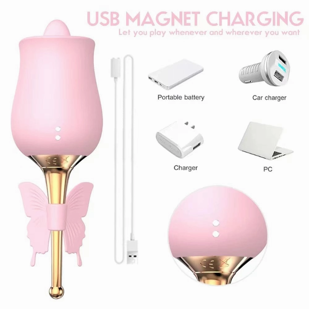 10-Frequency Vibration Tongue Licking Rose Vibrator