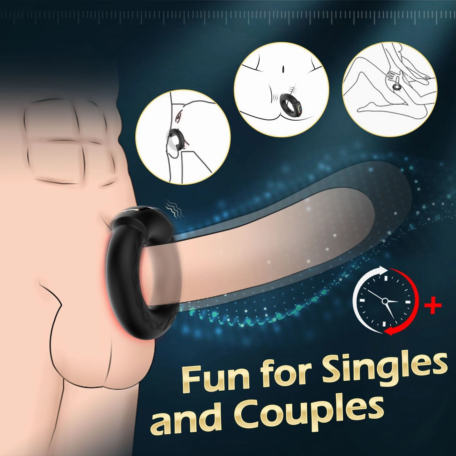 10 Vibrations Modes with Heating Function Penis Ring Vibrator
