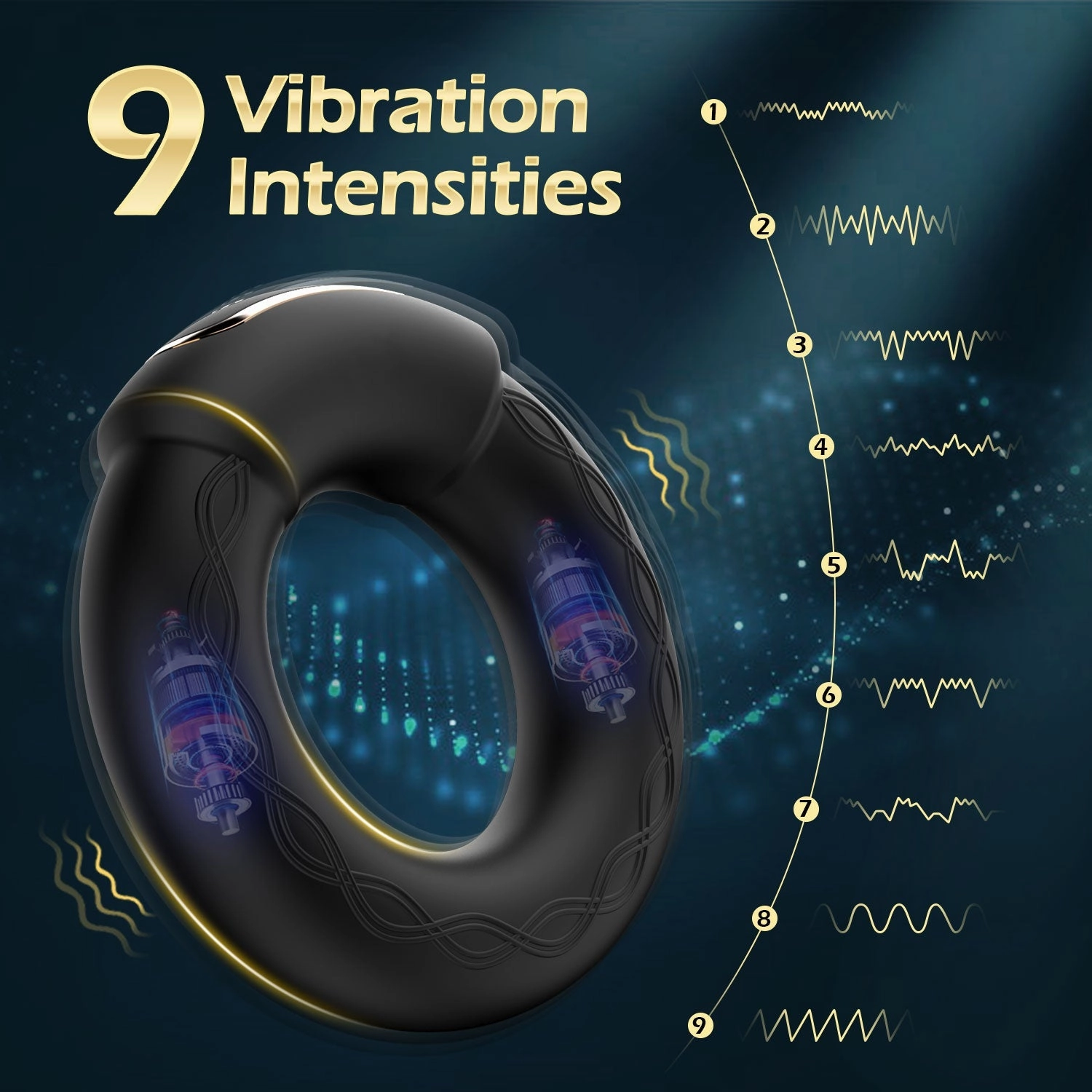 10 Vibrations Modes with Heating Function Penis Ring Vibrator