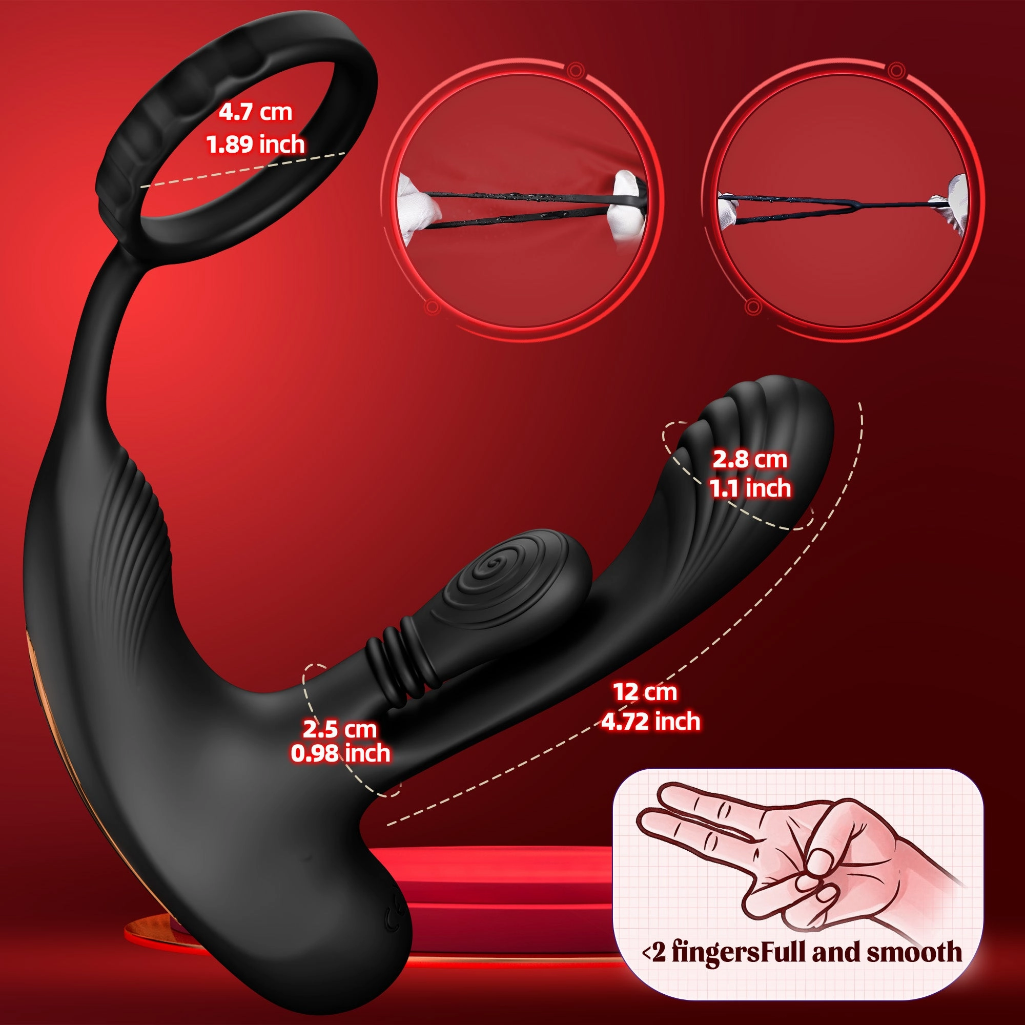 360°Anal Butt Plug Vibrator with Penis Ring