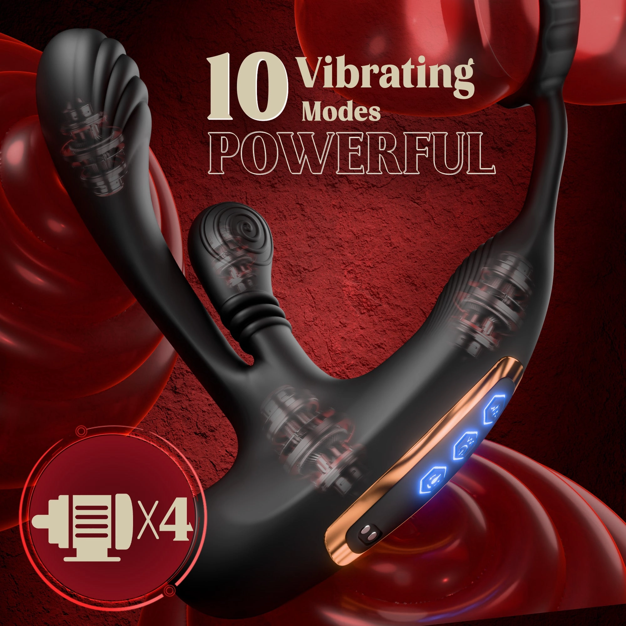 360°Anal Butt Plug Vibrator with Penis Ring