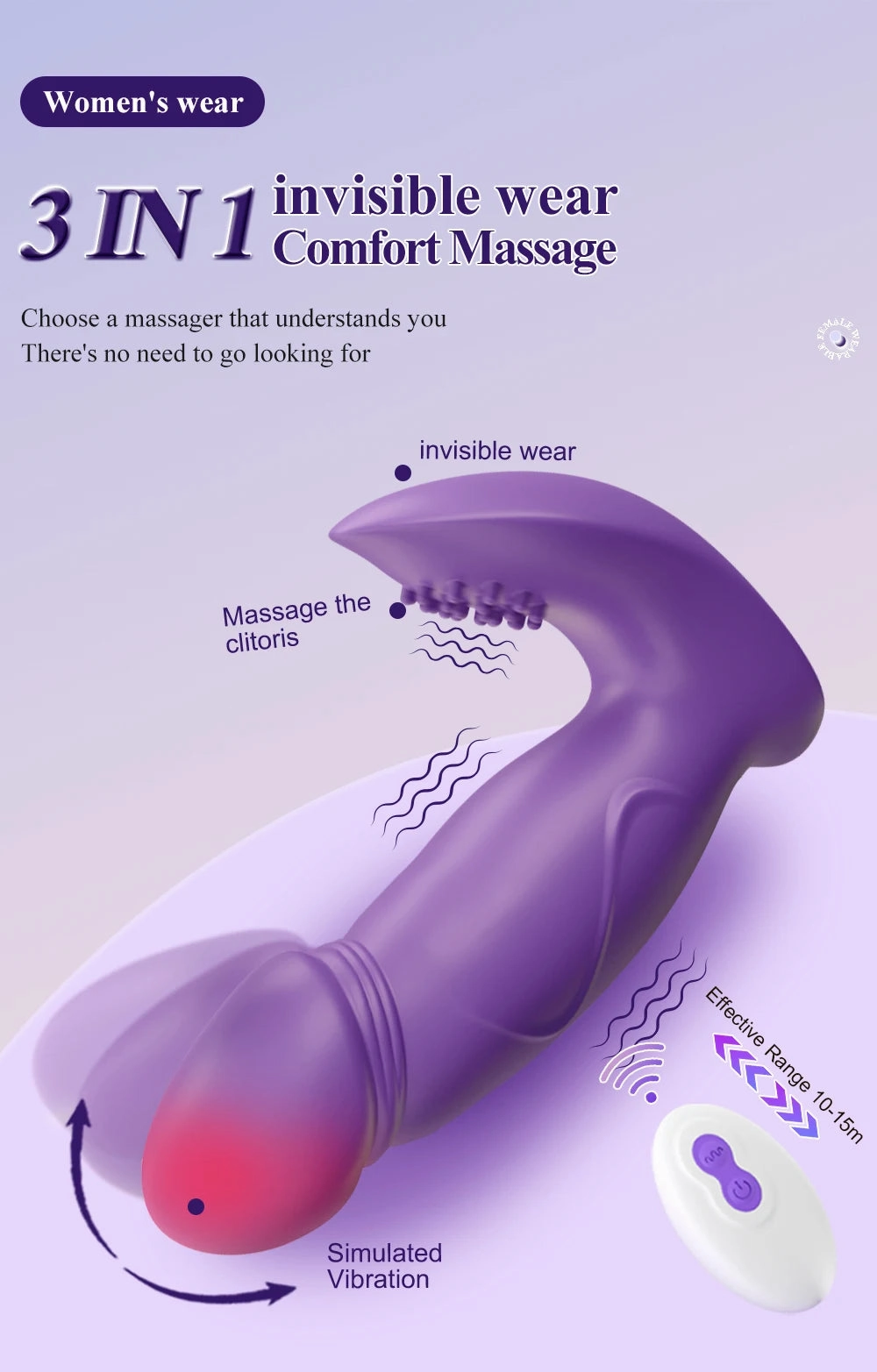 3-In-1 Clit Vibrator Sucking, Vibrating & Wiggling Vibrating Pantie