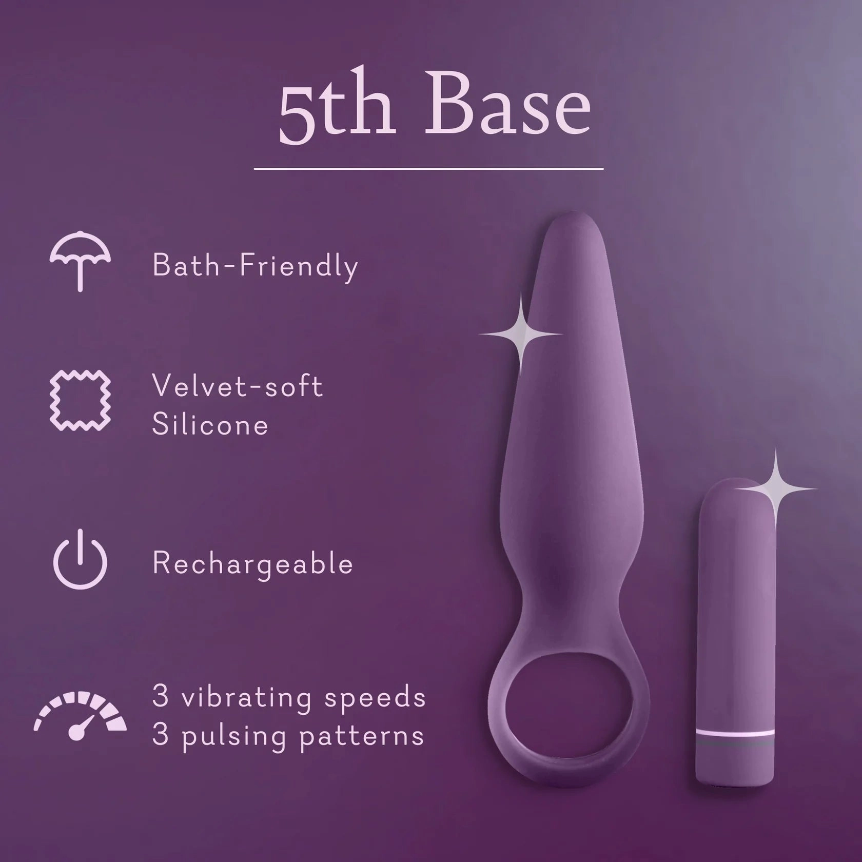 5th Base - Tapered Butt Plug with Removable Bullet - IN STOCK - 3 LEFT! - Pure Romance