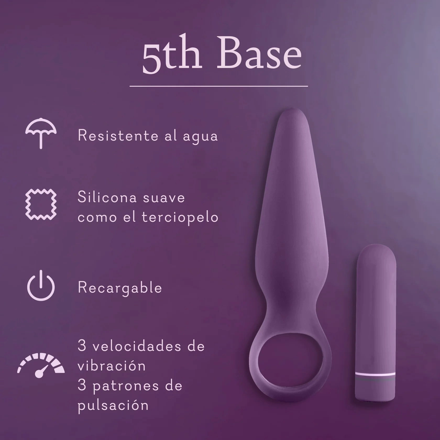 5th Base - Tapered Butt Plug with Removable Bullet - IN STOCK - 3 LEFT! - Pure Romance