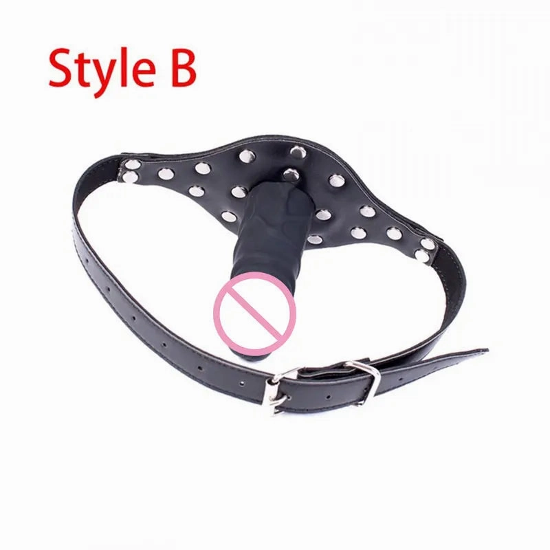 Adjustable Mouth Gag with Dildo Thrusting Kinky Toy for SM