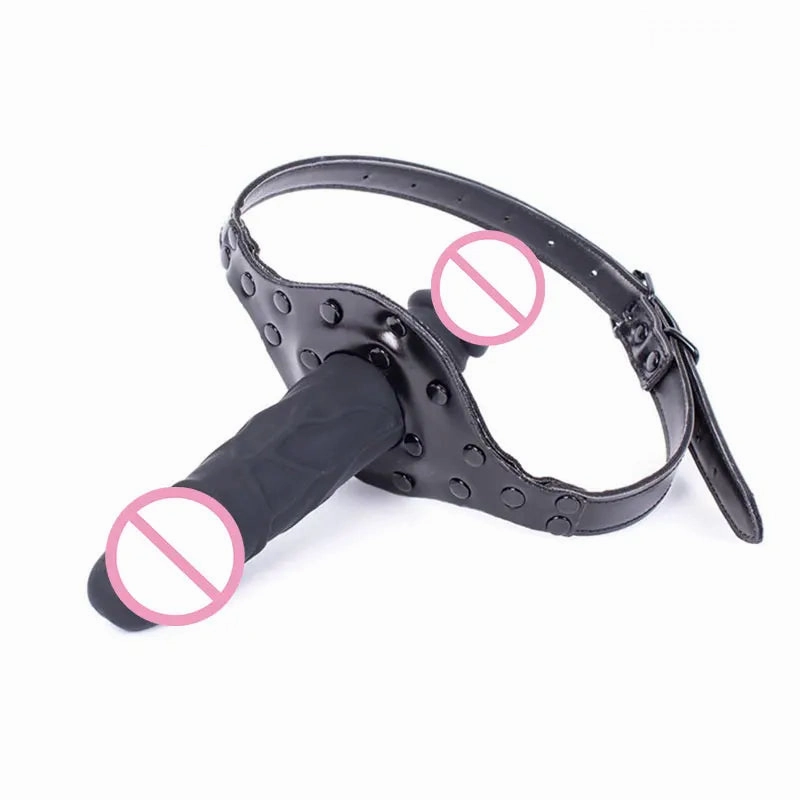 Adjustable Mouth Gag with Dildo Thrusting Kinky Toy for SM
