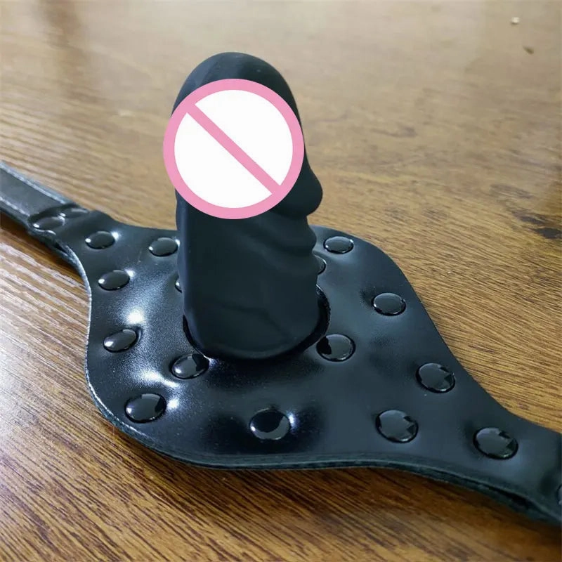 Adjustable Mouth Gag with Dildo Thrusting Kinky Toy for SM