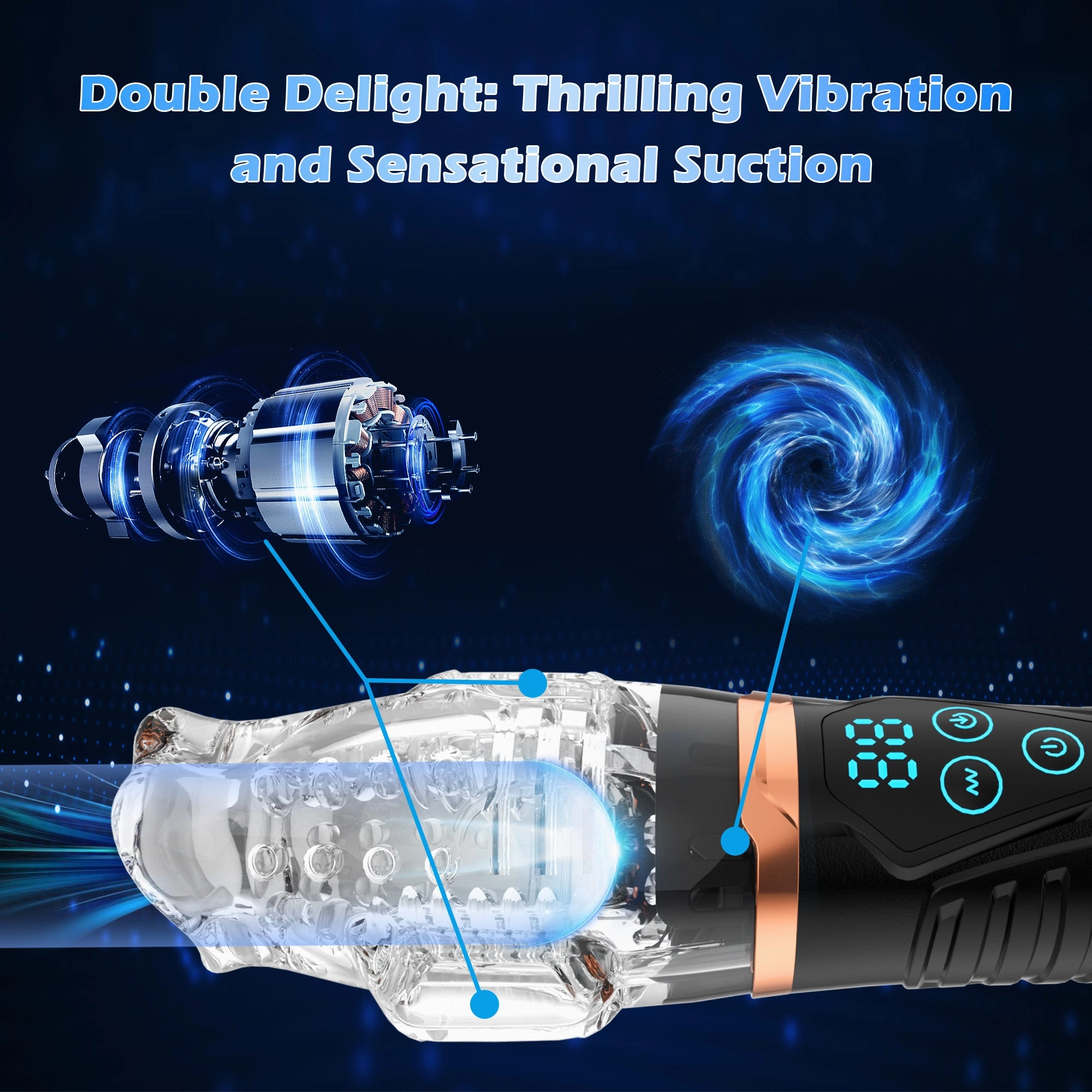 Adult Male Masturbator with 9 Vibrating & 9 Sucking Patterns.