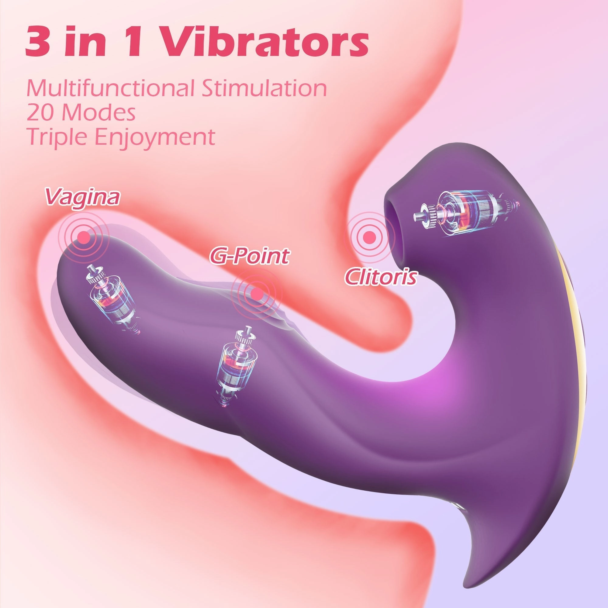 AMOVIBE 3 in 1 Vibrator with 10 Vibration & 5 Licking Modes