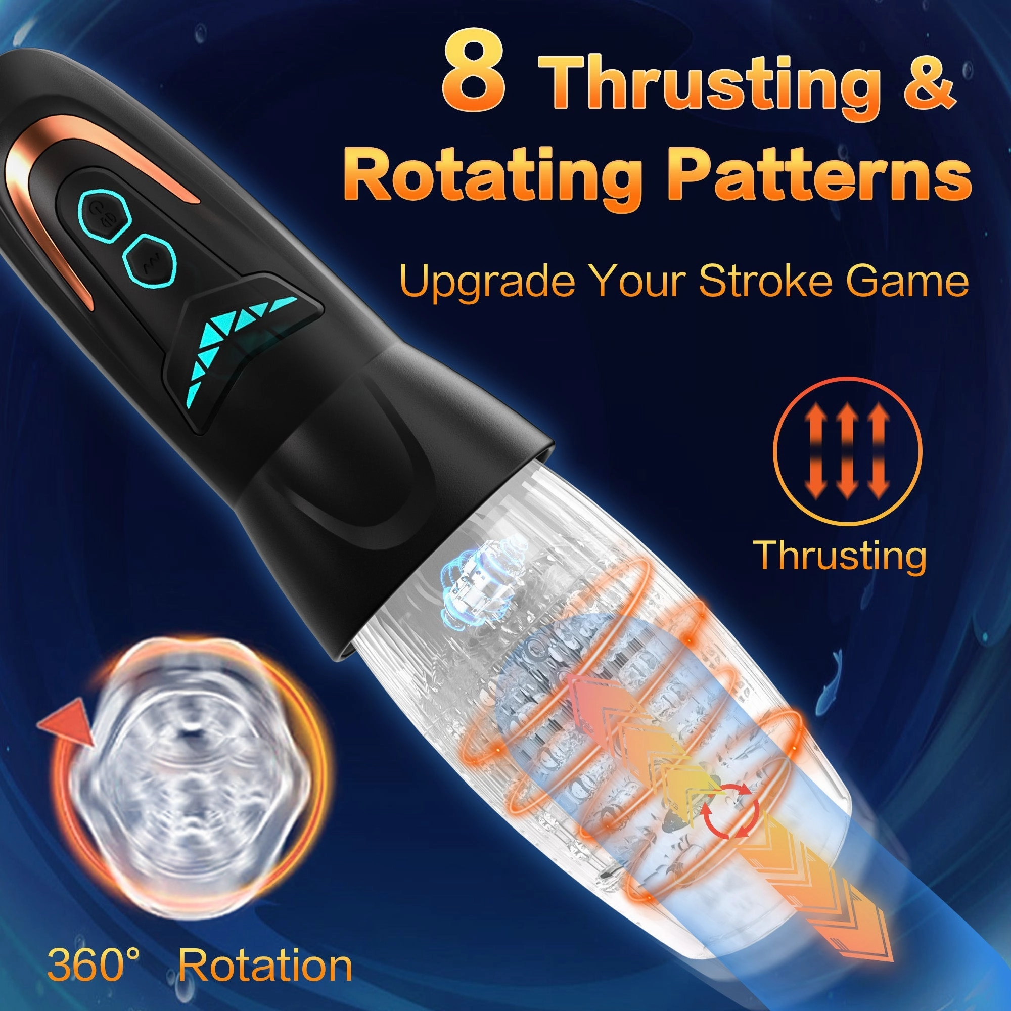 AMOVIBE Male Stroker with 10 Vibration, 8 Thrusting & Rotating Patterns