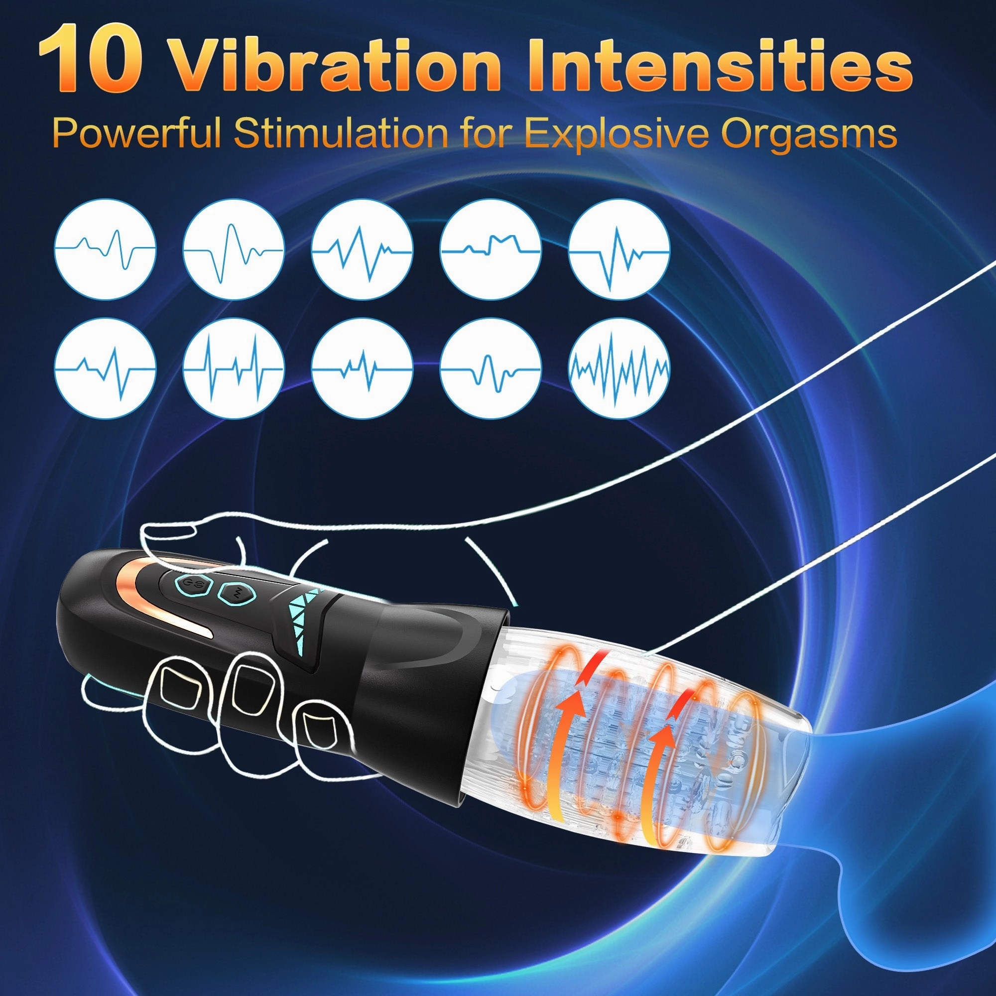 AMOVIBE Male Stroker with 10 Vibration, 8 Thrusting & Rotating Patterns