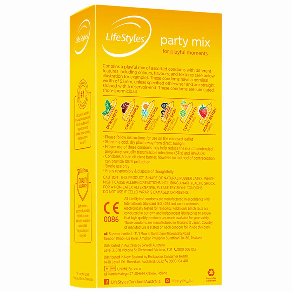 Ansell LifeStyles Party Mix Latex Condoms
