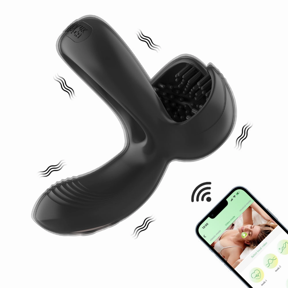 APP Control Perineal Stimulation Pocket Egg Vibrating Cock Ring With Three Vibrating