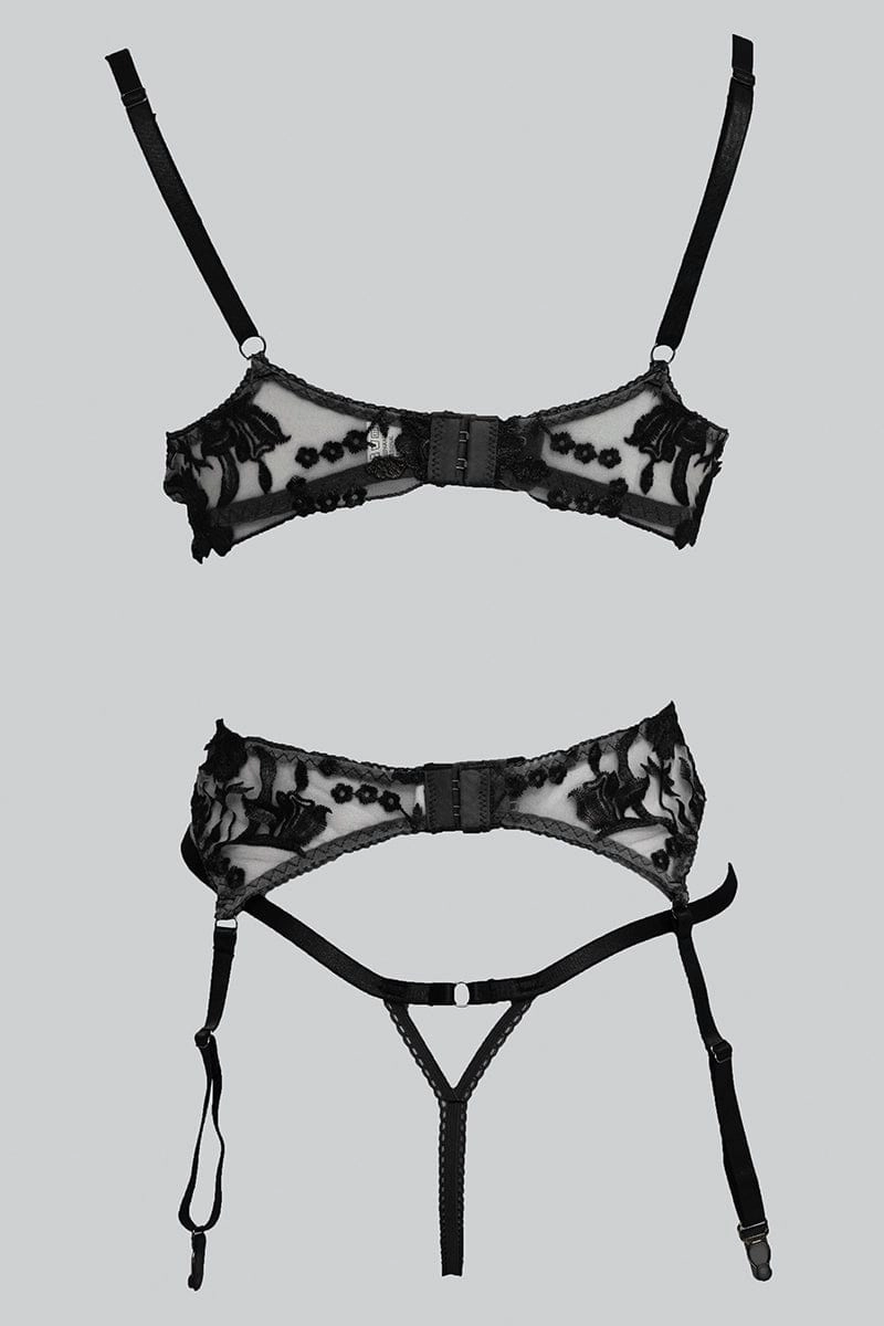 Black Embroidery Lingerie Set