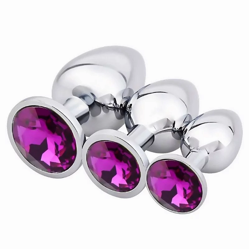 Butt Plug Metal Anal Plug Set of 3 with Gems