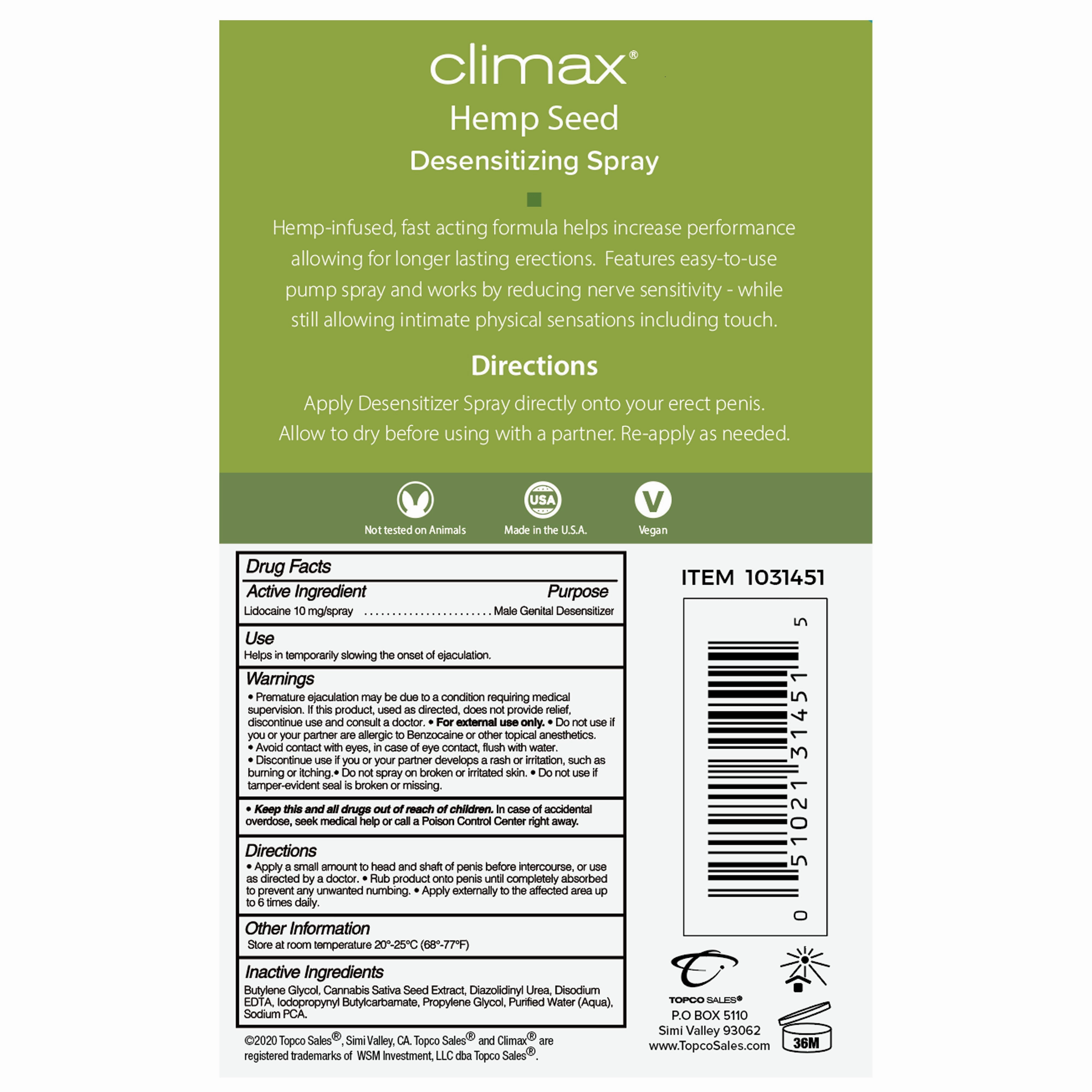 Climax® Hemp Desensitizing Spray