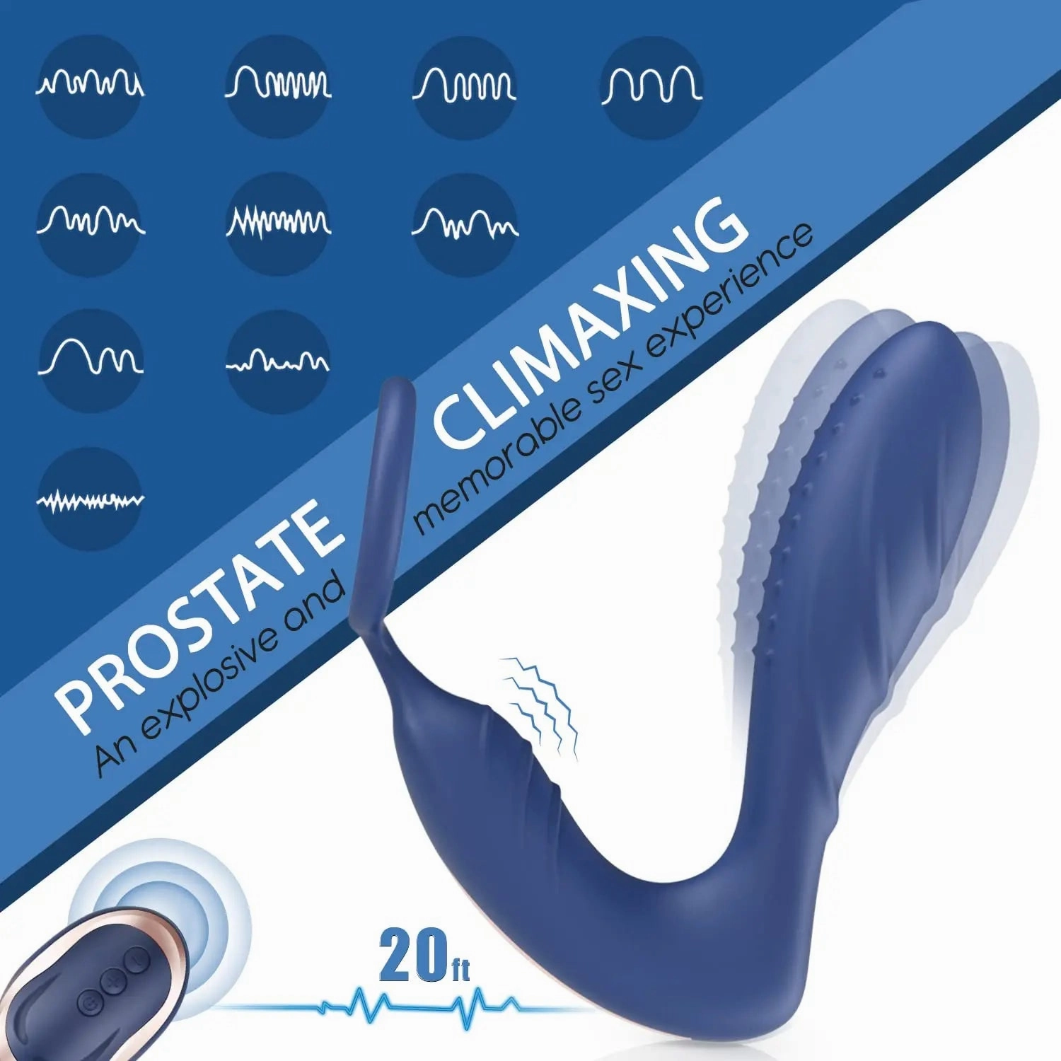 Cock Ring & Prostate Massager - Delay Ejaculation Silicone Toy