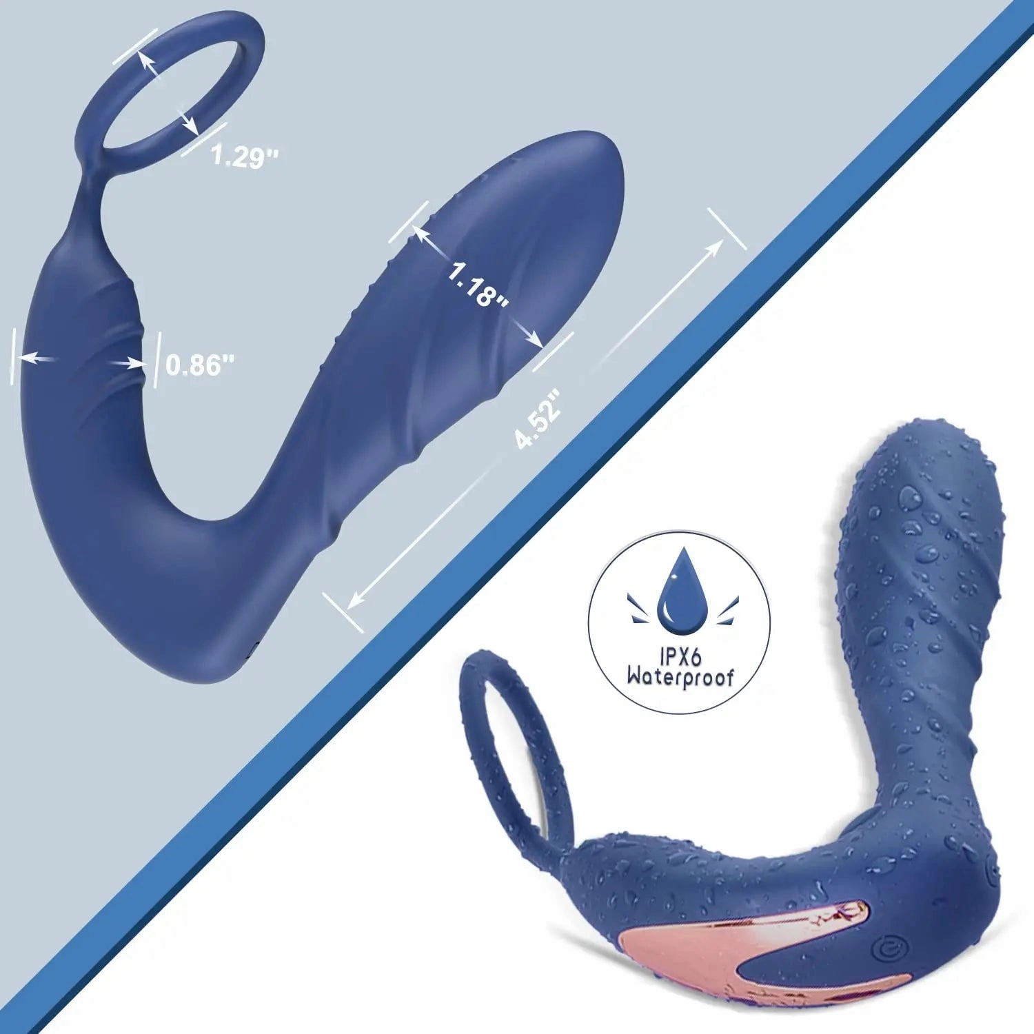 Cock Ring & Prostate Massager - Delay Ejaculation Silicone Toy