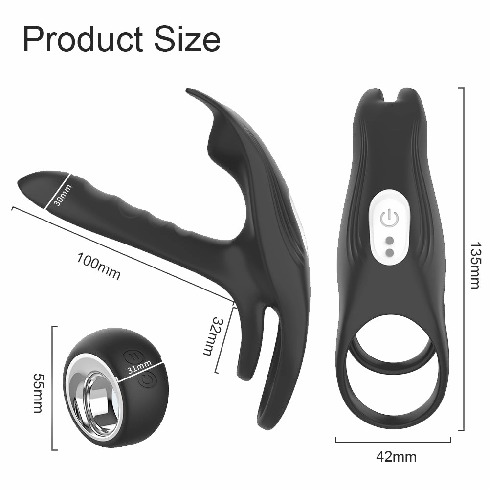 Couple Vibrator with Dual Motor Cockring Wireless Remote Control Penis Ring