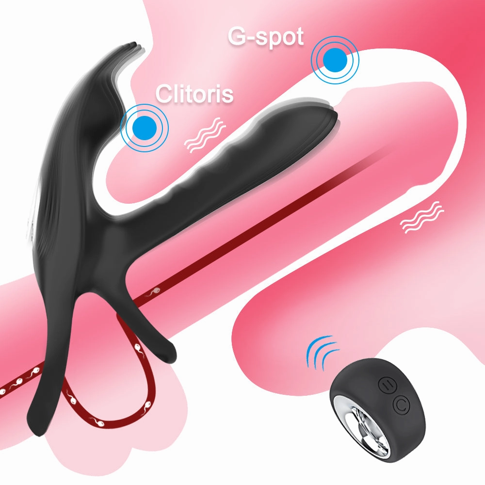 Couple Vibrator with Dual Motor Cockring Wireless Remote Control Penis Ring