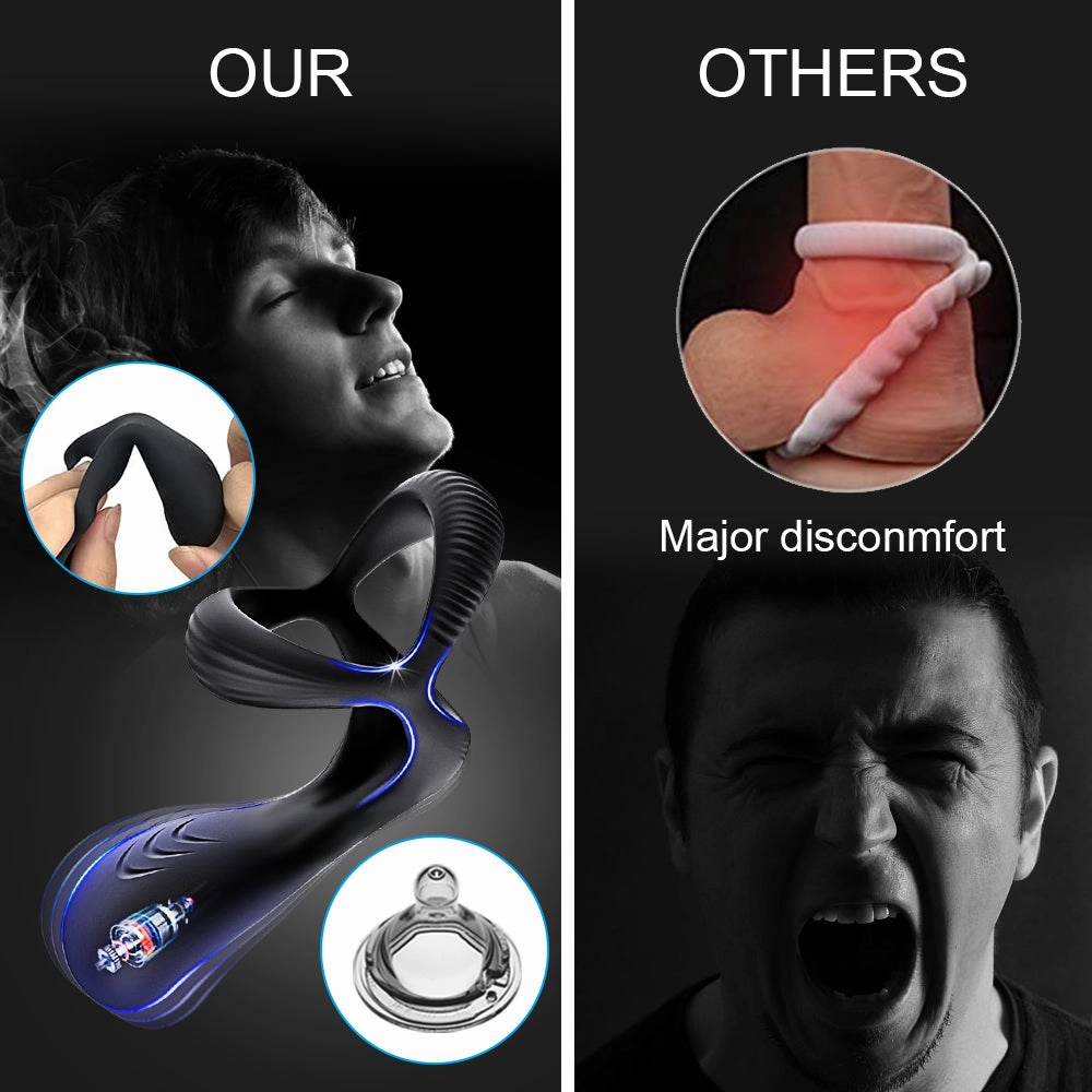 Couples Long Lasting Erection Anal Vibrator with Vibrating Cock Ring Prostate Massager Anal Plug Penis Ring