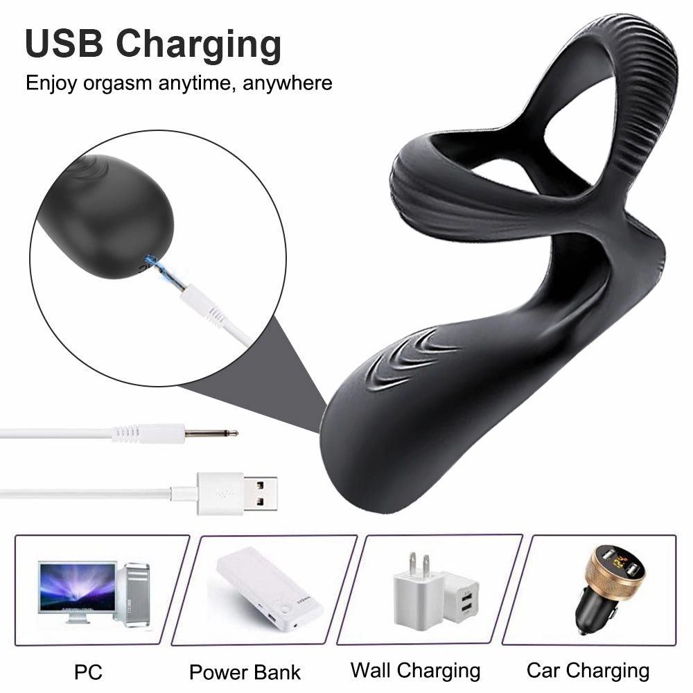 Couples Long Lasting Erection Anal Vibrator with Vibrating Cock Ring Prostate Massager Anal Plug Penis Ring