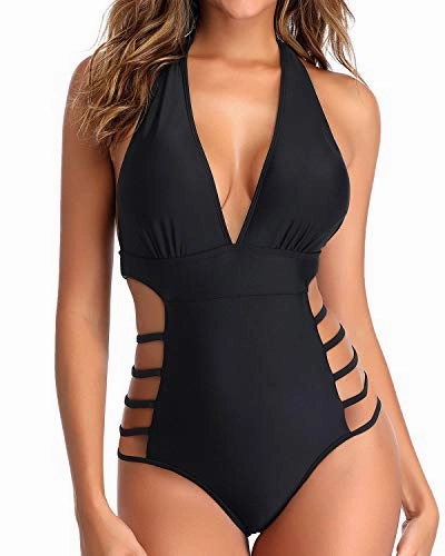 Cutout Monokini Sexy One Piece Swimsuits-Black
