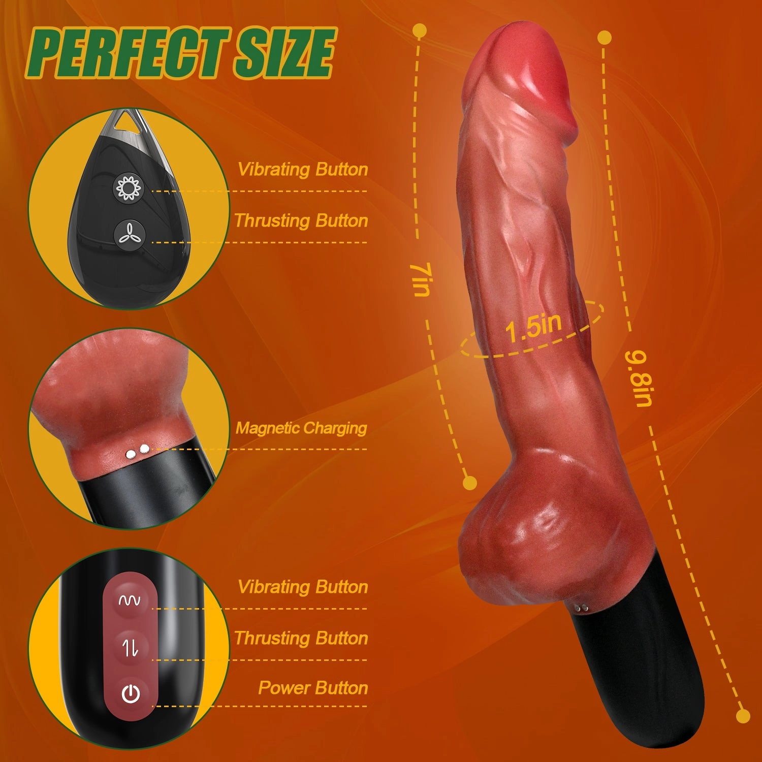 Daniel-9.8 Suction Cup Realistic Dildos Vibrator with 7 Thrusting & 7 Vibration Modes