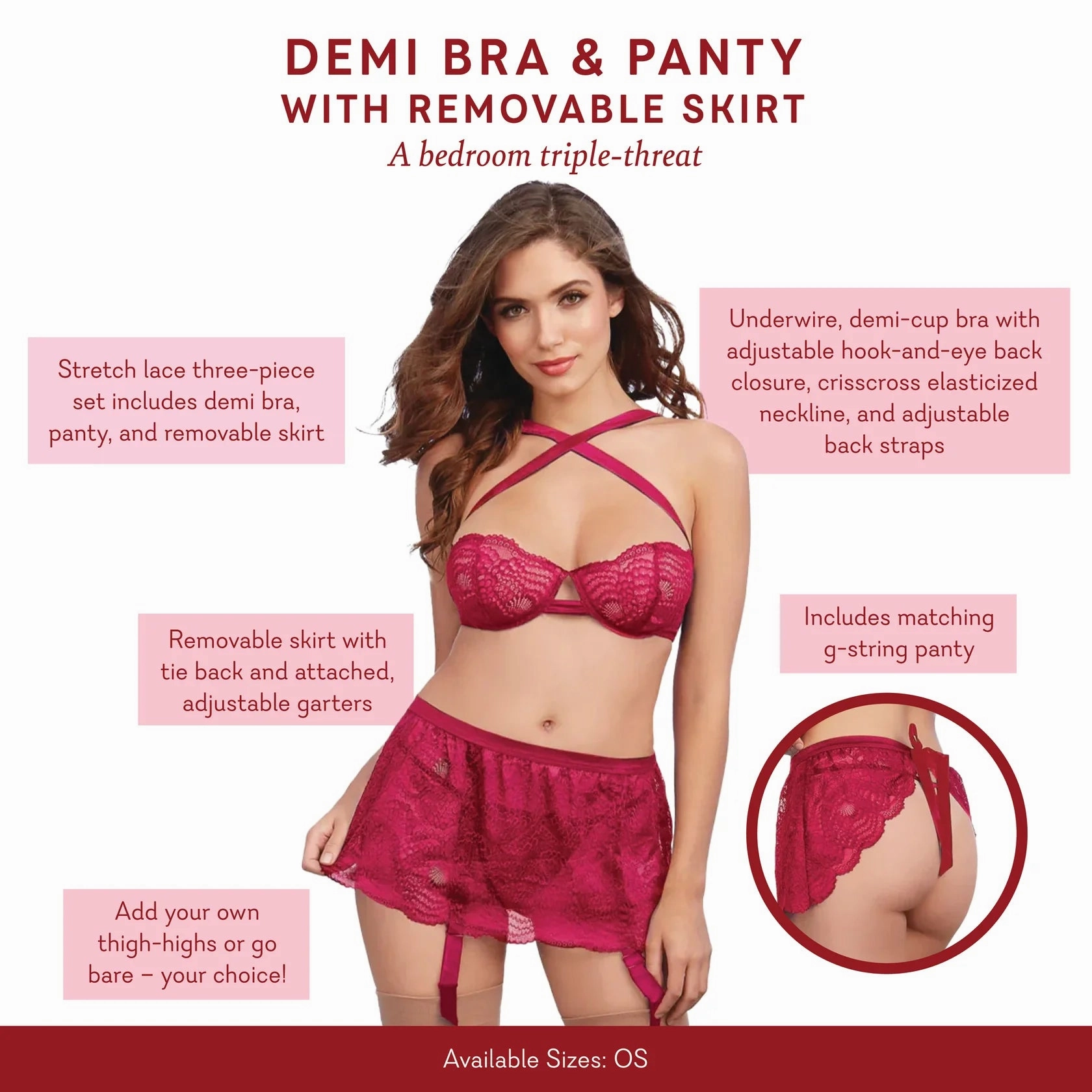 Demi Bra with Skirt OS - 7 LEFT!