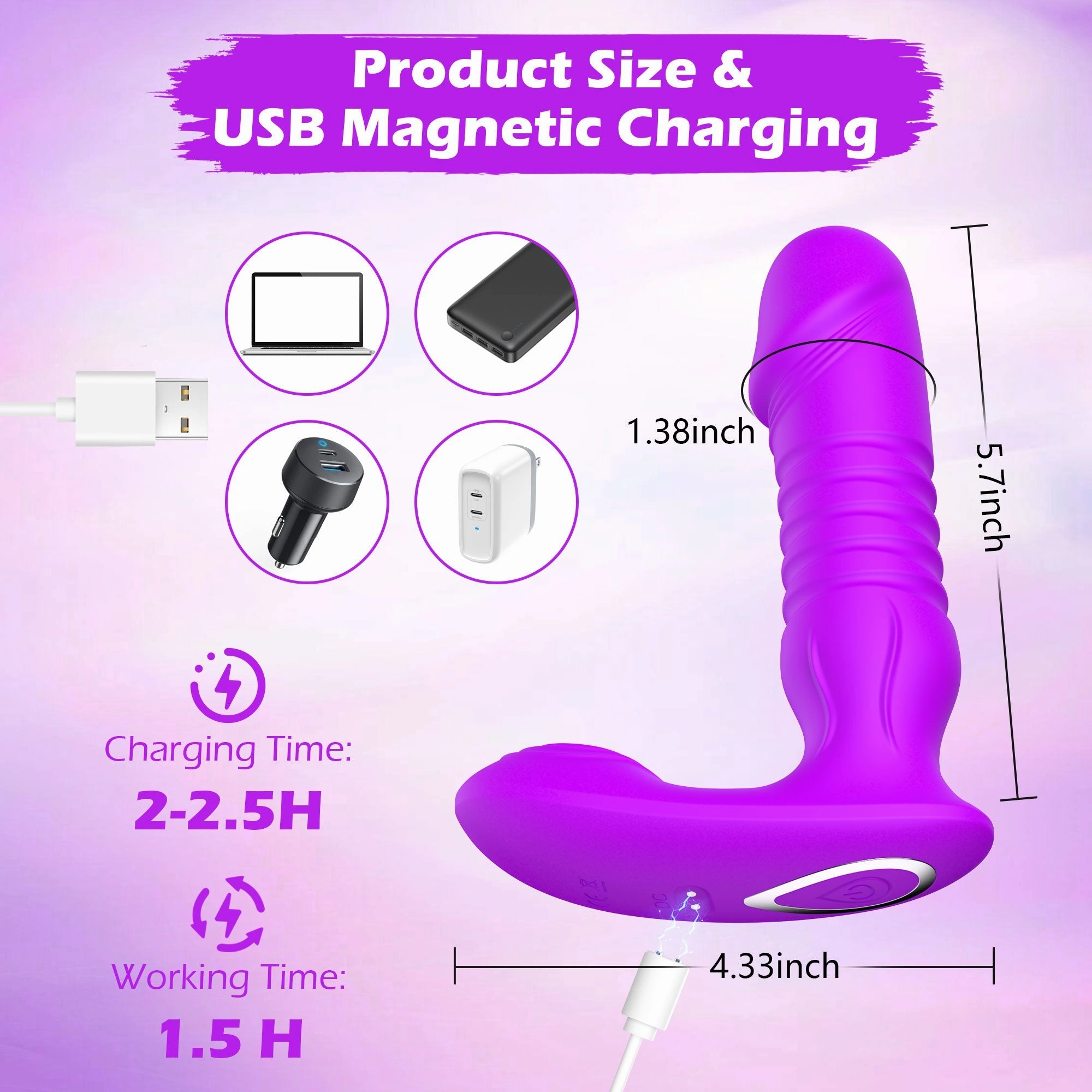 Dildo G Spot Vibrator with Thrusting Vibrating Functions