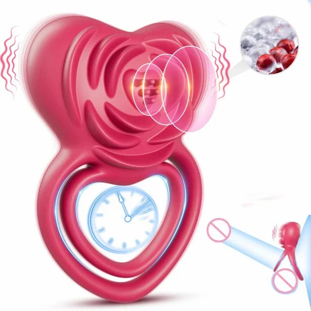 Dual Action Vibrating Cock Ring with Rose Clitoral Stimulator for Intense Pleasure