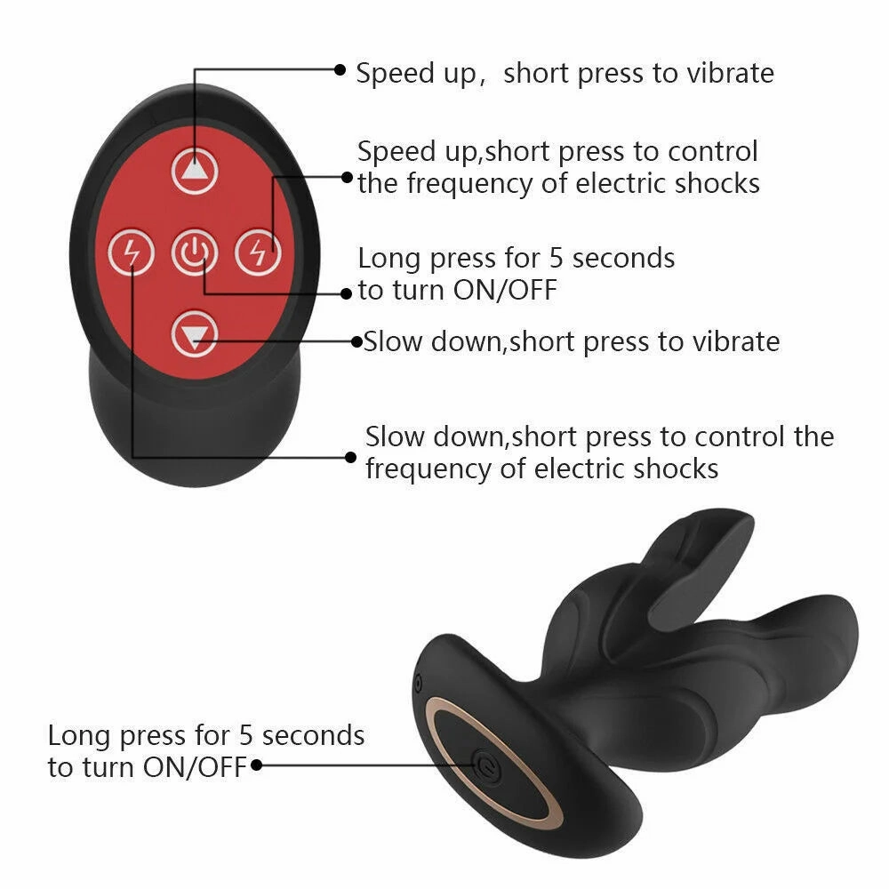 Extreme Vibrating Butt Plug with Electric Shock Modes Anal Plugs Prostate Stimulators