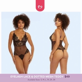 Eyelash Lace & Dotted Mesh Teddy - 1 LEFT!