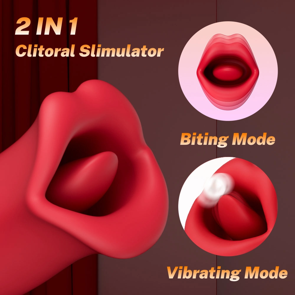 Fellare-Mouth Biting Vibrator 10 Biting & 5 Vibrating Modes for Nipple Clit Stimulation