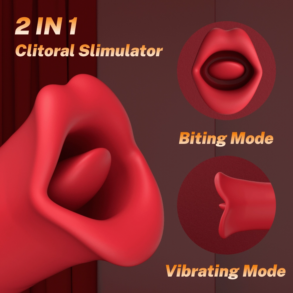 Fellare-Mouth Biting Vibrator 10 Biting & 5 Vibrating Modes for Nipple Clit Stimulation