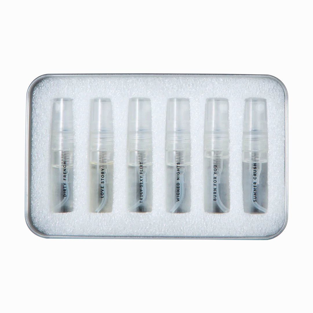Fragrance Flight - Pheromone Perfumes - IN STOCK - 33 LEFT! - Pure Romance - Flirt, Dirty French, Love Story, Burn For You, Wicked Nights, Summer Crush