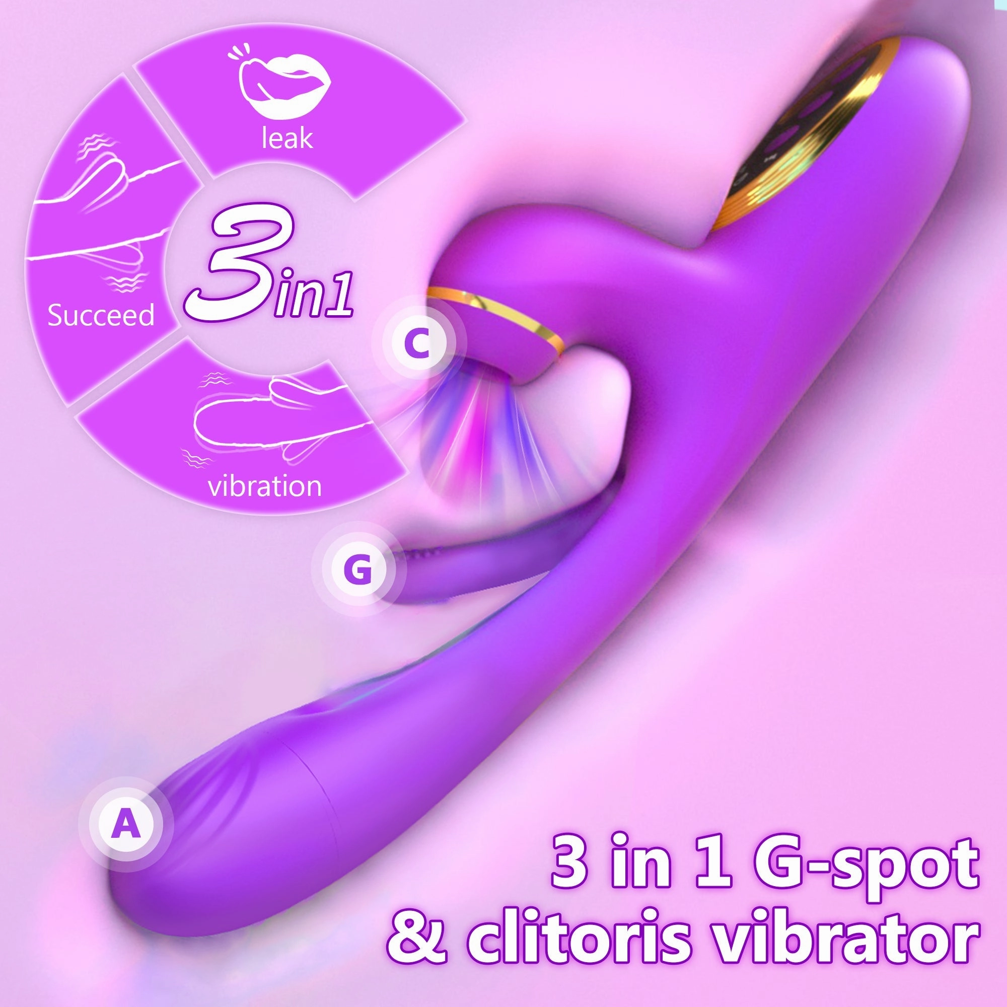G Spot Vibrator with 10 Vibrating,10 Impactting& 10 Licking Modes
