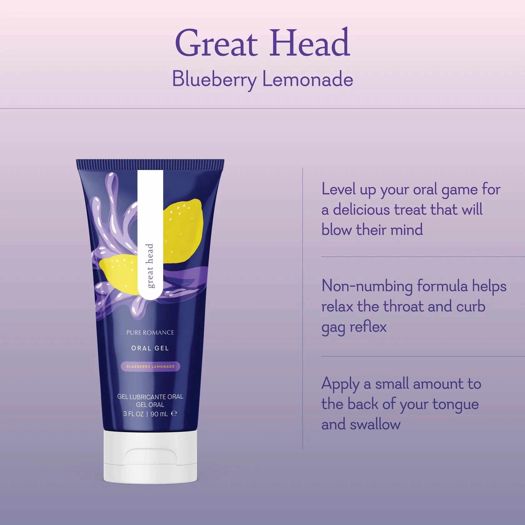 Great Head Gel - Blueberry Lemonade - NEW! - IN STOCK - 31 LEFT - Pure Romance