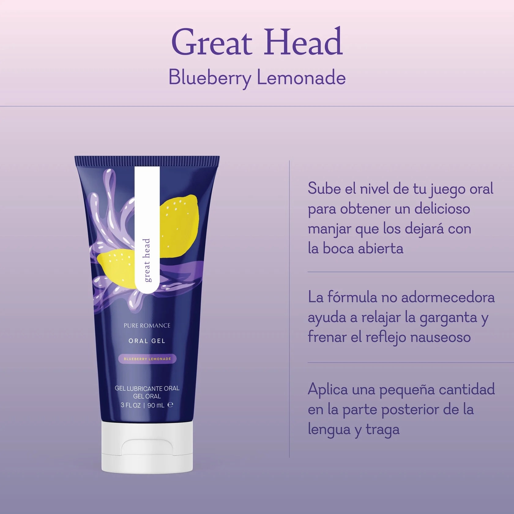 Great Head Gel - Blueberry Lemonade - NEW! - IN STOCK - 31 LEFT - Pure Romance