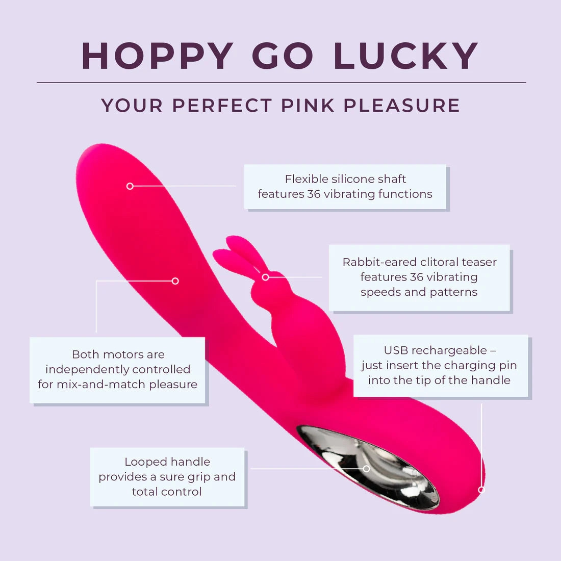 Hoppy Go Lucky - Rabbit Vibrator - 12 LEFT! - IN STOCK - Pure Romance
