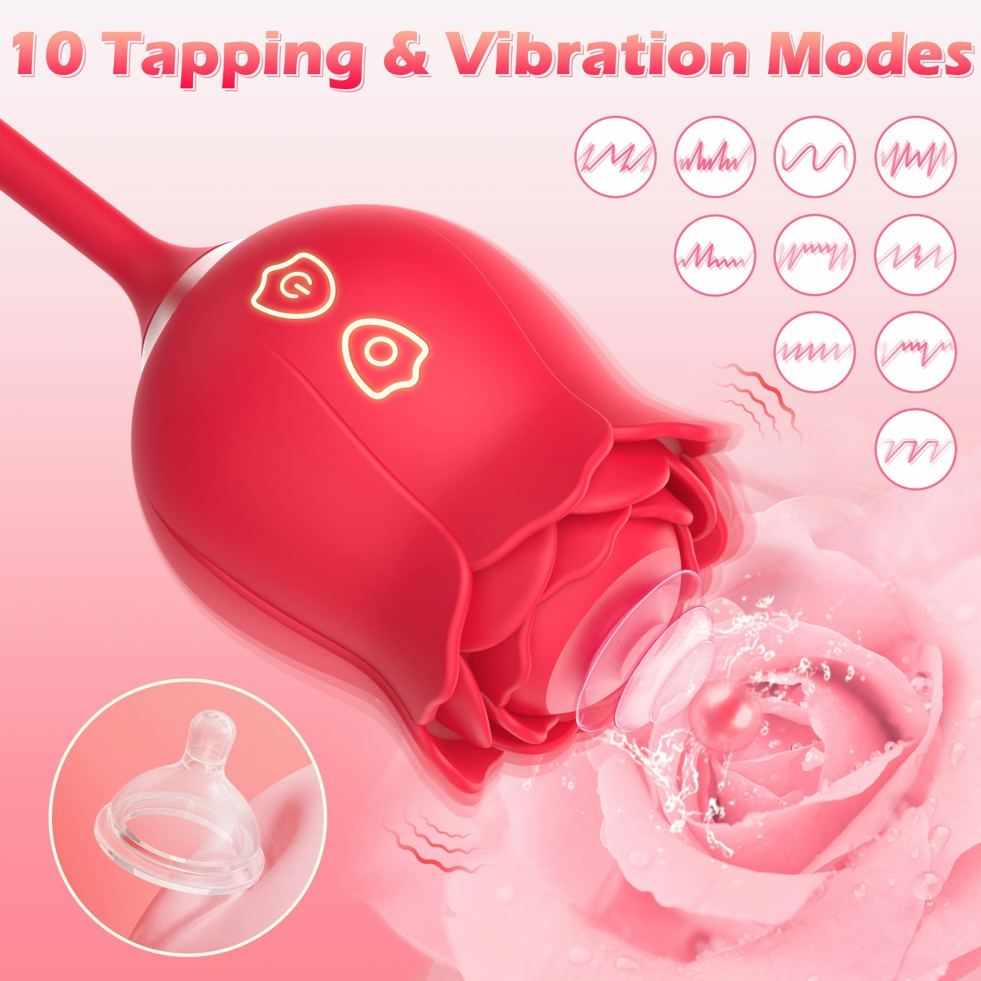 IvoryVue - Rose Vibrator With Tapping & Thrusting Modes