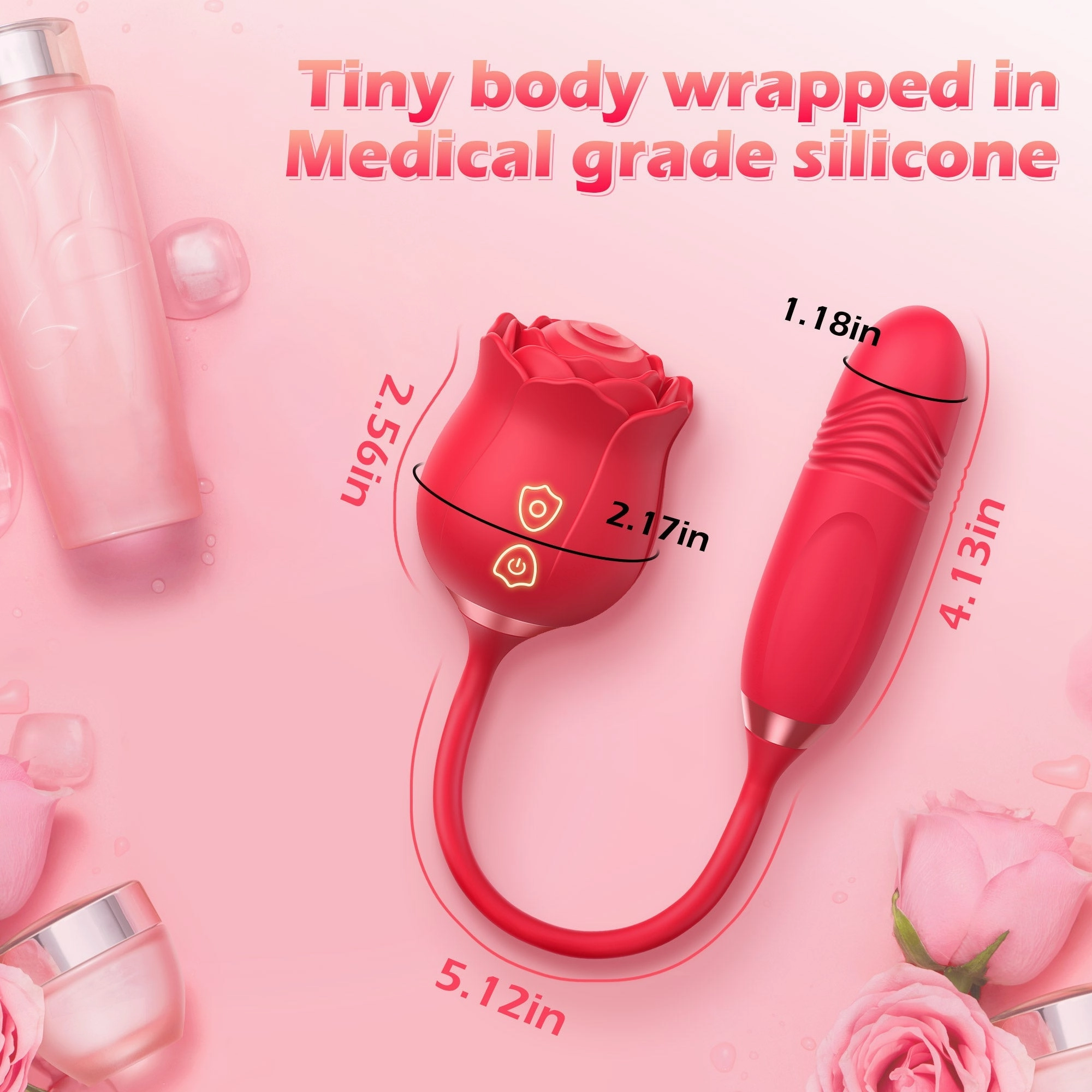 IvoryVue - Rose Vibrator With Tapping & Thrusting Modes