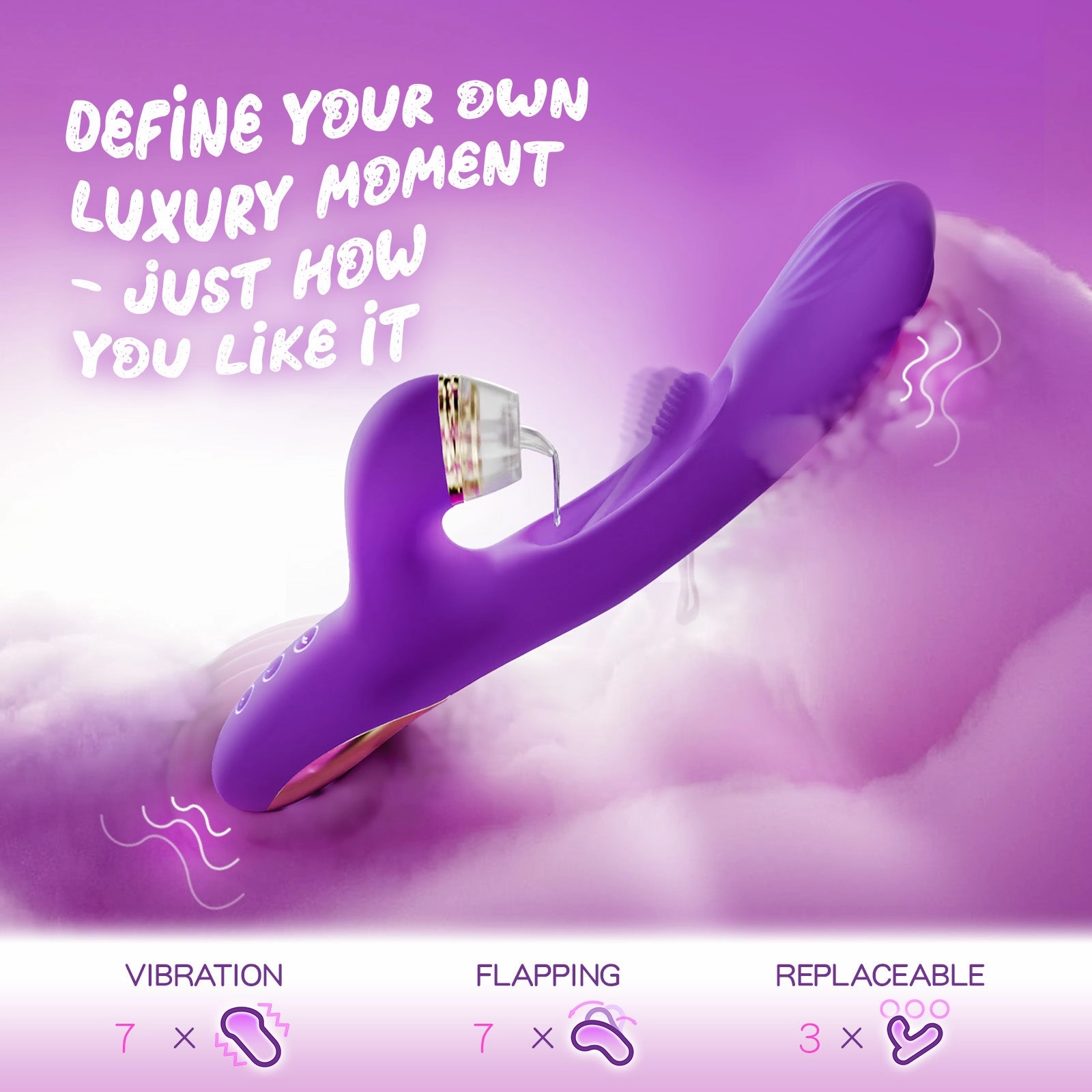 KERERO Female Sex Toys Dildo Vibrators with 7 Vibrating & Flapping Patterns, 7 Tapping Adult Toys