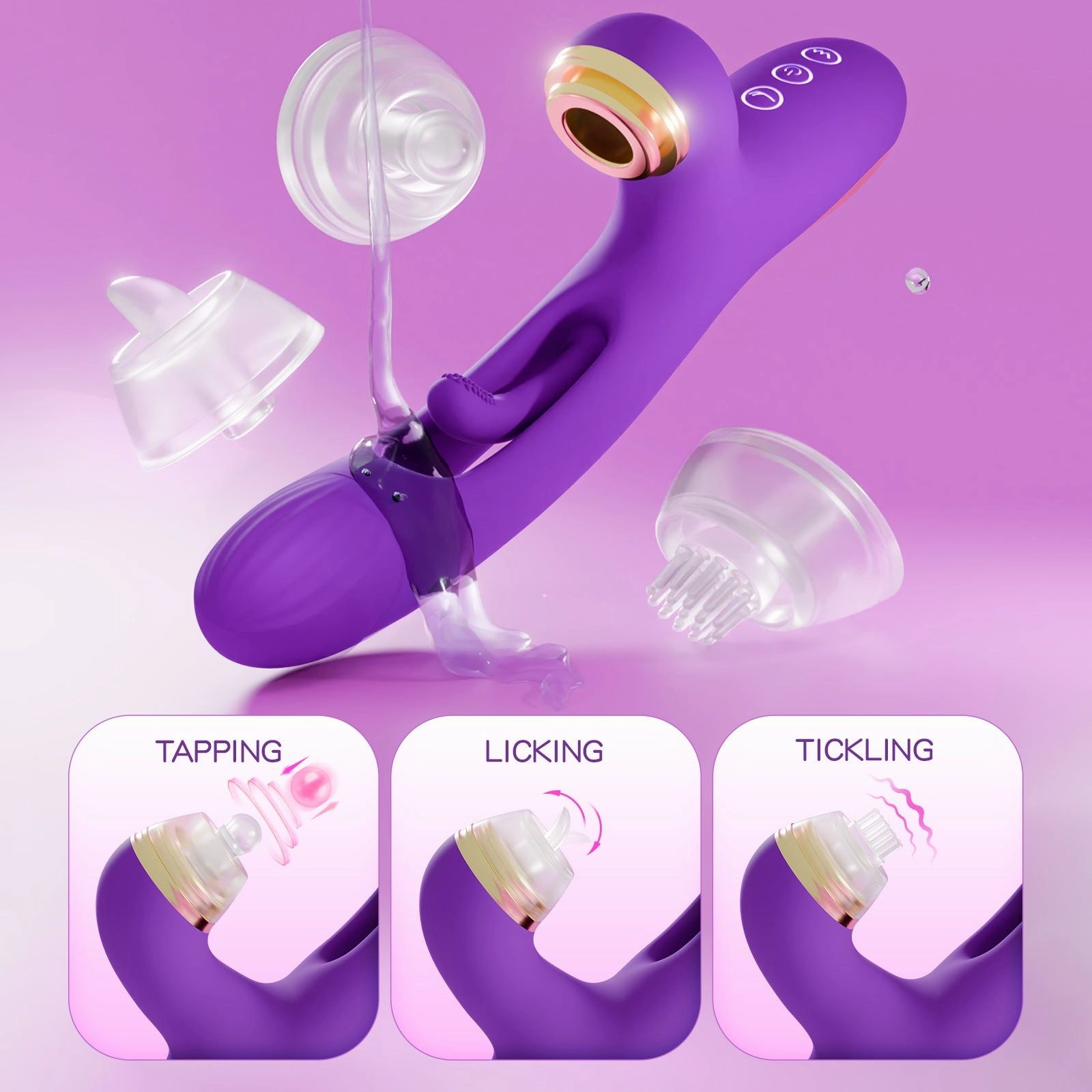 KERERO Female Sex Toys Dildo Vibrators with 7 Vibrating & Flapping Patterns, 7 Tapping Adult Toys