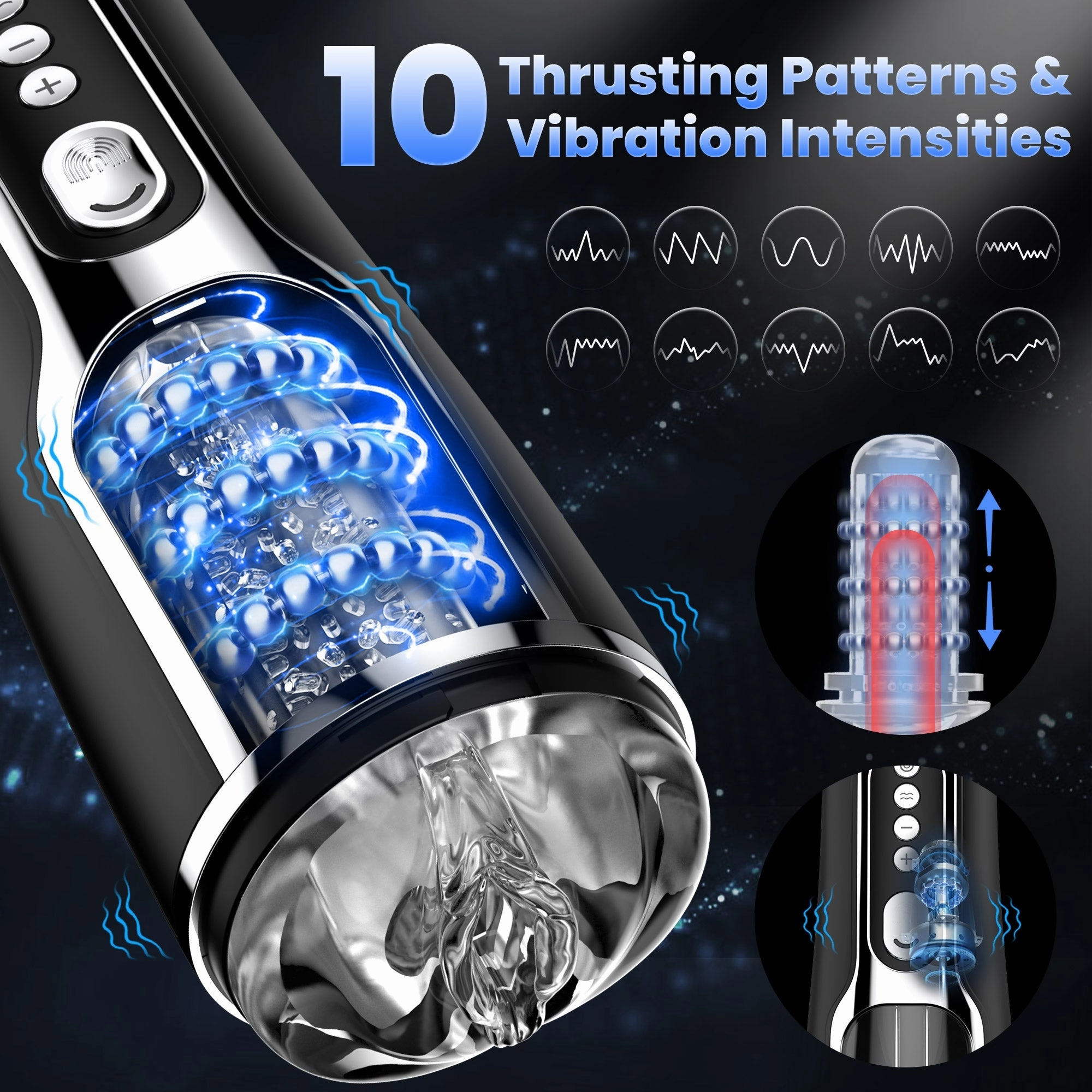 KERERO Male Masturbators Sex Toys for Men with 10 Thrusting & Vibrating Modes