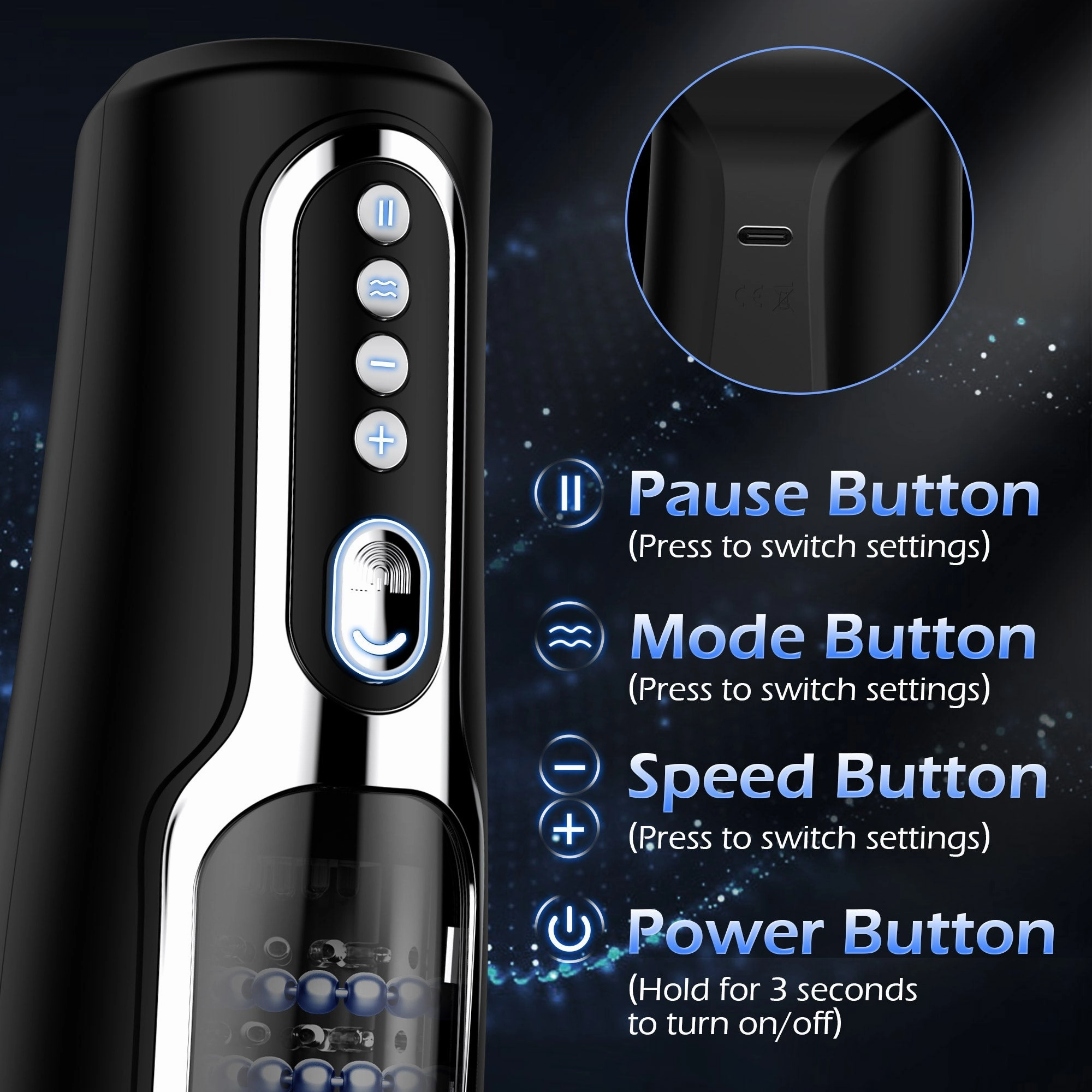 KERERO Male Masturbators Sex Toys for Men with 10 Thrusting & Vibrating Modes