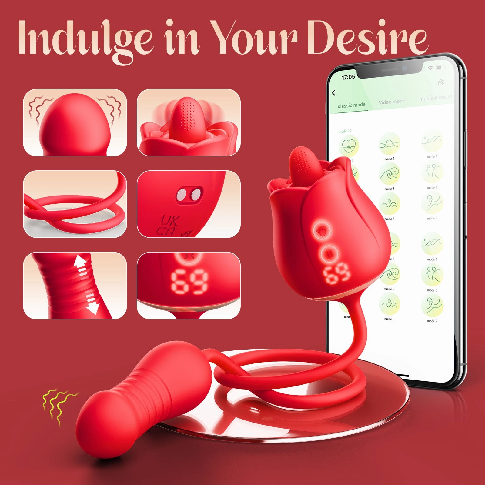 KERERO Rose Sex Toy with 9 Rotation & Vibration Patterns