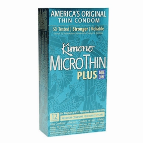 Kimono Microthin Condoms w/Aqua Lube - 12pk
