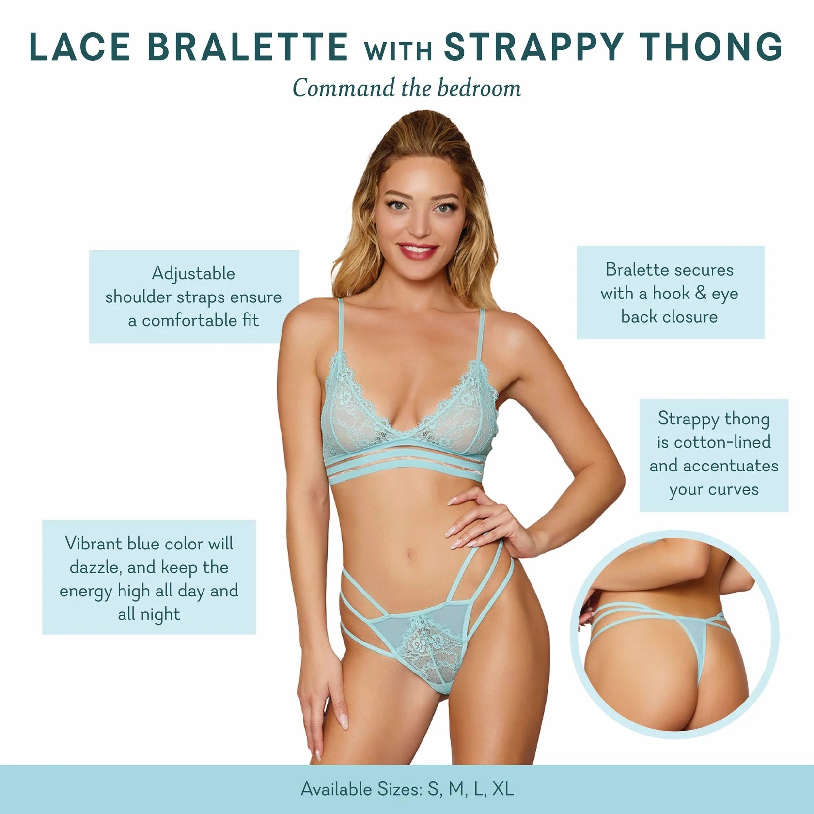 Lace Bralette With Strappy Thong - 8 LEFT!