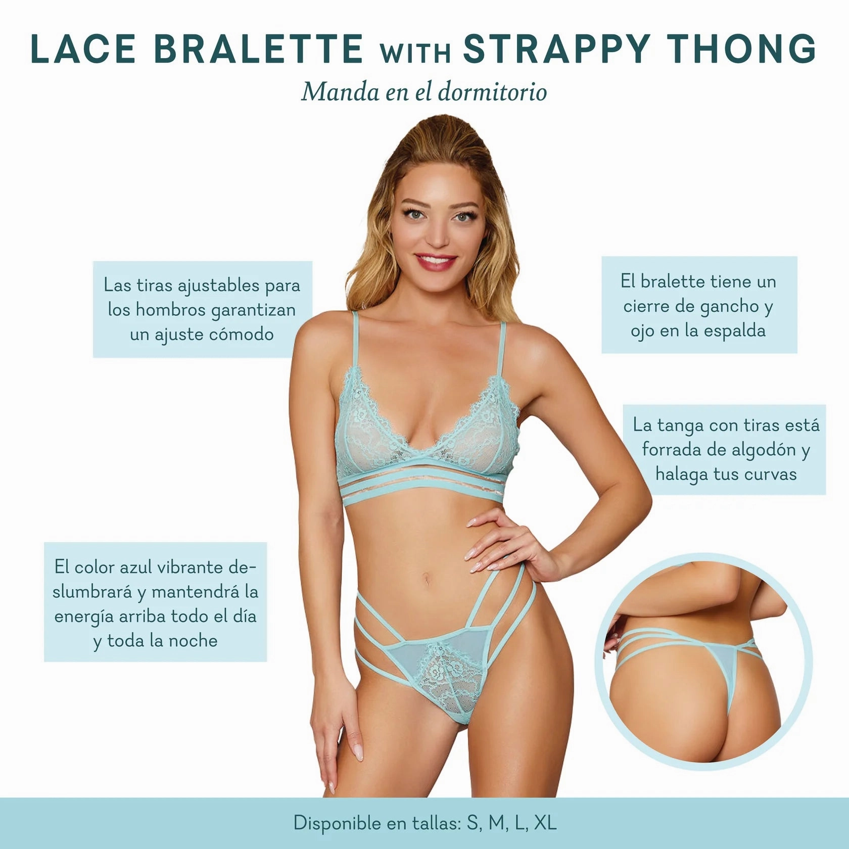 Lace Bralette With Strappy Thong - 8 LEFT!